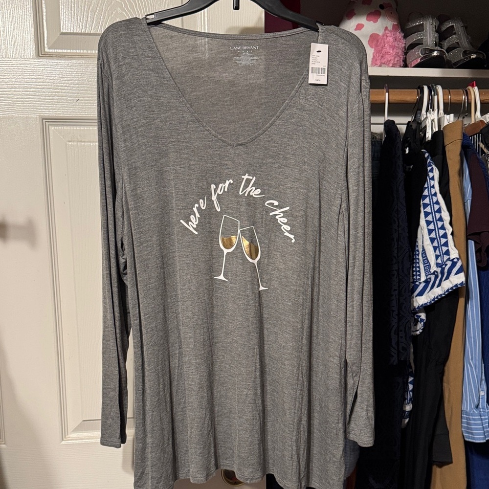 Lane Bryant Gray Long Sleeve Top with Graphic